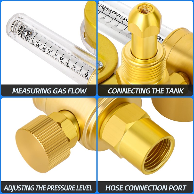 MEANLIN MEASURE Argon Regulator Flow Meter with 6.5 Feet Hose,CGA580