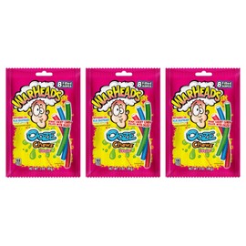 WARHEADS Ooze Chewz Ropes - Chewy Candy Ropes with Sour Filling - Watermelon, Blue Raspberry & Green Apple Flavors - 3 oz. Bags - 3 Pack