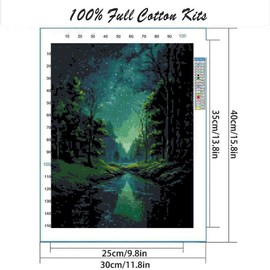 DYAIANGMU Stamping Cross Stitch Kit,Scenery Cross Stitch Kit for Adult Beginners, Full Line DIY Cross Stitch Stitching Kit for Home Decor Cross Stitch Patterns 15.7x11.8 inches