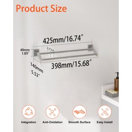 Alise Bath Double Towel Bars Towel Racks for Bathroom,Wall Mount Towel Holder Heavy Duty SUS304 Stainless Steel Towel Hanger Towel Rail,Brushed Nickel,16 Inch