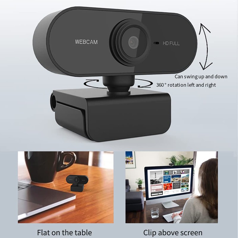 Webcam with Microphone Camera PC Cam 1080p HD 360° Adjustable