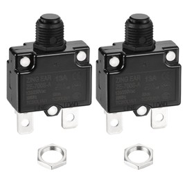 DMiotech 13A Thermal Circuit Breaker 125/250V AC 50V DC 50/60Hz Push Button Manual Reset Overload Protector Switch for Overload Protection Application,2 Pcs