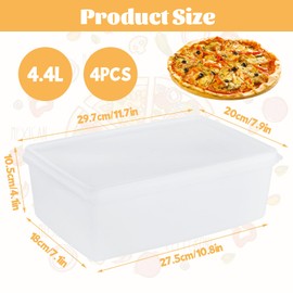 MUXHEL 4 Pack Pizza Dough Proofing Box with Lid, 12" x 8" Pizza Dough Proofing Container, Stackable Pizza Bread Fermentation Storage Containers for Bread Sourdough Pizza