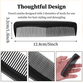 156 Pcs Black Plastic Hair Combs Bulk, 5 Inch Fine and Wide Tooth Pocket Combs for Women, Men, Barber, Travel, Salon, Nursing Home