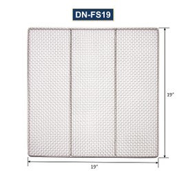2 pcs 19" x 19" DN-FS19 Heavy Duty 19 Gauge 4-mesh Stainless Steel Woven Mesh Donut Frying Screen, 1/4"D Outer Frame and Support Rods