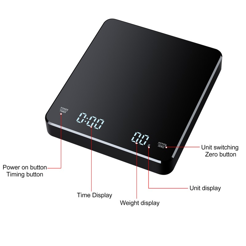 3kg/0.1g Digital Coffee Scale with Timer LED Screen Espresso Scales