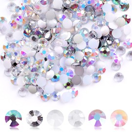 Flatback Rhinestones 21000 pcs Resin AB Crystals Gemstones, 6 Colors Jelly Rhinestone Round Gems for Crafts Makeup Face Clothes Shoes Tumbler DIY Decoration 3/4/5mm (White Rhinestones)