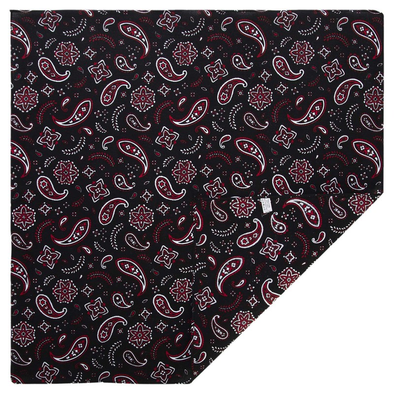 Black with Red All Over Paisley Bandana - Single Piece