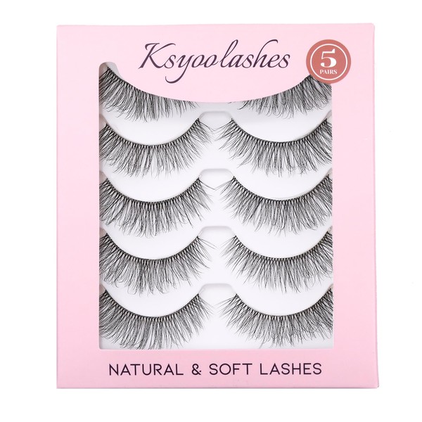 KSYOO Cat Eye Lashes Wispy Natural Look, D Curl 10-18mm