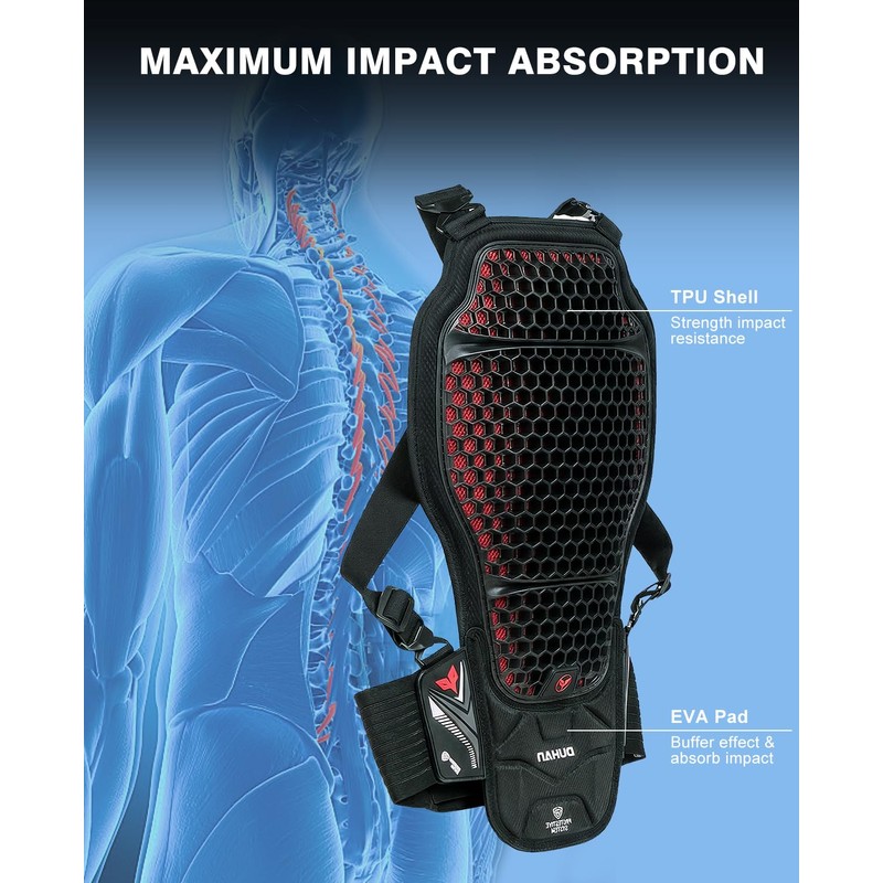 CE Level 2 Certified Motorcycle Back Protector, Lightweight Spine Armor