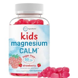 Kids Magnesium Gummies for Age 2+, 120 Count | Sugar Free Strawberry Flavor | Calm Magnesium Citrate Gummies for Sleep, Relaxation, Muscle, Bones, & M