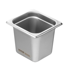 1/6 Size Steam Pan 6 Inch Deep Stainless Steel Anti Jam Commercial Kitchen Food Storage ContainerHeight: 6 in Deep, Size: Size 1/6 Size