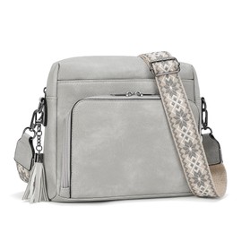GEMIU Crossbody Purses for Women, Medium Crossbody Bag Bags for Women Soft Leather Shoulder Handbags Trendy Travel Purse Built in Wallet with Adjustable Strap Grey
