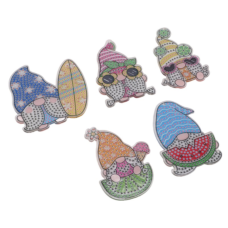 DIY Rhinestone Painting Keychains Cute Dwarfs Shape Stress Relief Improve