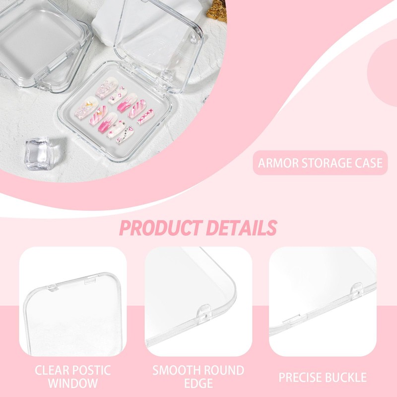 20 Pieces Acrylic Press on Nail Case Storage, Clear Press