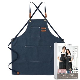 bh life Apron - Fashionable Work Apron, Denim, Large Size, Slip-On Style, Women's & Men's, Adult Outdoor Camping, Large Type with Tool Pocket, Barbecue, Work Clothes, Cotton, Cafe Apron, navy