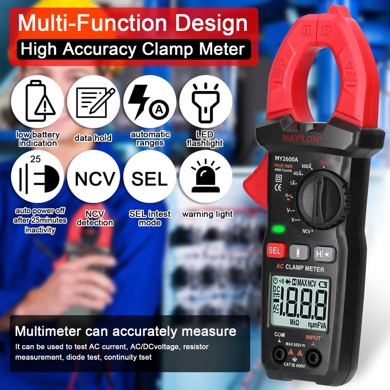 Digital Clamp Meter Multifunction 600V Voltmeter Tester Amp Volt Meter
