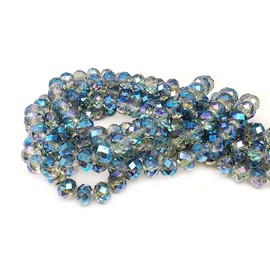 Chengmu 10mm Clear Green Rondelle Glass Beads for Jewelry Making AB Colour 200pcs Faceted Briolette Shape Crytal Spacer Beads Assortments Supplies Accessories for Bracelet Necklace for Wholesale