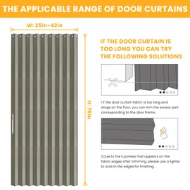 AJAZZ 100% Blackout Accordion Door Magnetic Door Curtain Folding Closet Doors Curtain Invisible Applicable Bedroom Room Living Room Doorway （Grey 42" W x 78" L 1 Panel