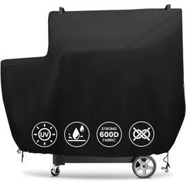 QuliMetal Smoker Cover for Gravity Series 1050 Digital Charcoal Grill and Smoker Durable Grill Cover with PVC Liner, Double-Stitching and Adjustable Drawstring in Black, Model MB20081220