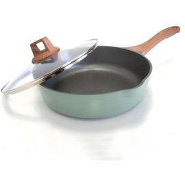 YYJINGYOU Nonstick Frying Pan Skillet with Lid, Omelette Pan, Induction Compatible, Emerald Green, 10 inch