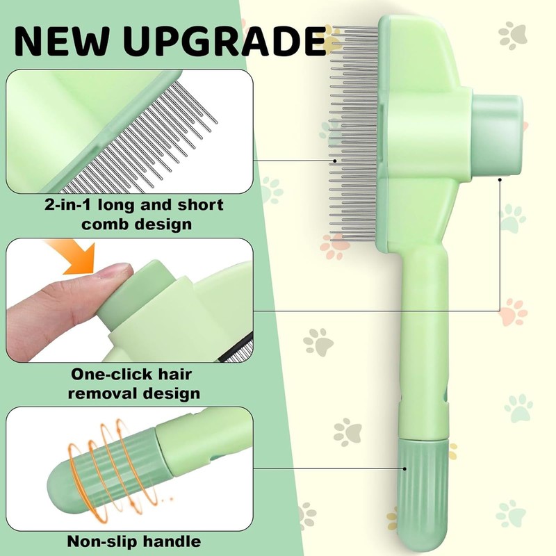 Pet Combs for Cats, Self-Cleaning Flea Comb for Dogs, Stainless