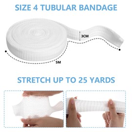 Tubular Stretch Gauze Bandage Size 4 Elastic Cotton Wrap Netting Support Retainer for Arms Lower Legs