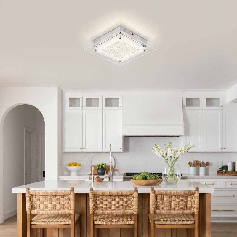 Auffel Square Flush Mount Dimmable Light Fixtures - 11IN Kitchen,
