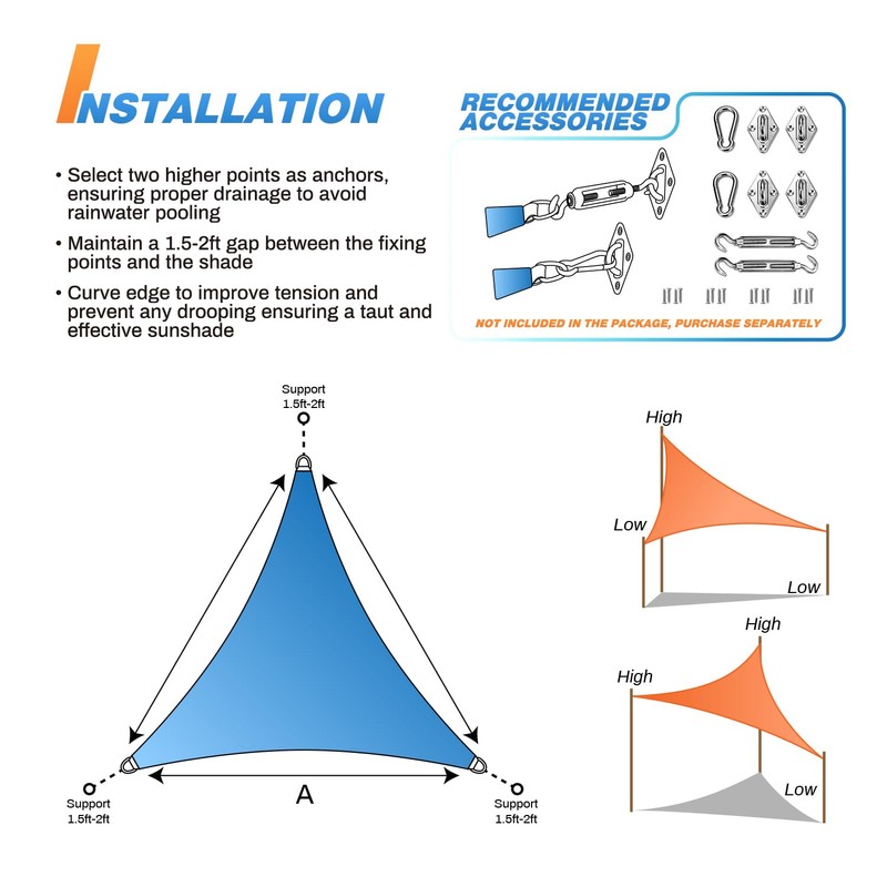 TANG 7'x20'x21' Sun Shade Sail Rignt Triangle Shade Canopy Outdoor