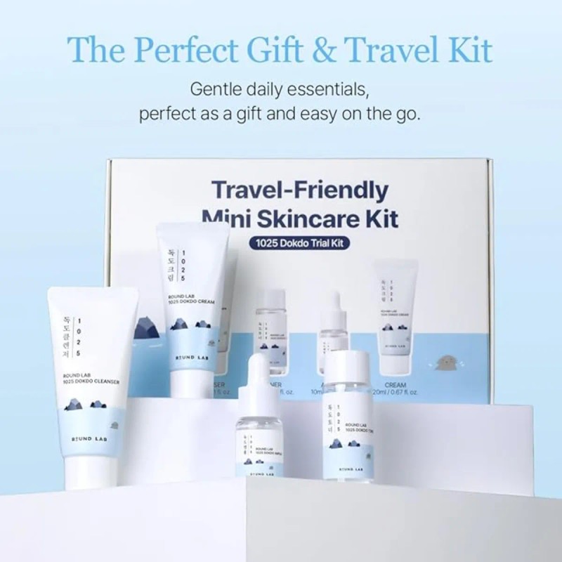 Round Lab Kit Viaje Skincare Limpiador Tónico Serum Crema
