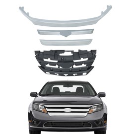 Silscvtt Front Grille Upper Black with Chrome Molding Trim Replacement for Fusion 2010-2012