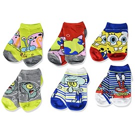 Nickelodeon Spongebob Squarepants Boys No Show Socks, Blue, Medium