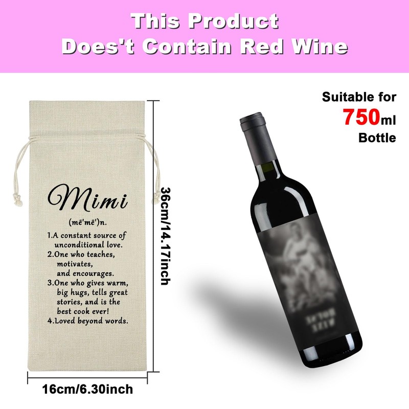 Mimi Wine Bag Mimi Gifts for Grandma Mimi Christmas Birthday
