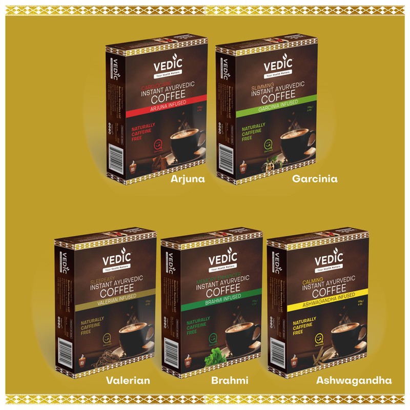 Vedic Cardiocare Instant Ayurvedic Coffee, Arjuna Infused, Caffeine Free, 170g,