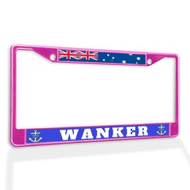 Fastasticdeals Metal Insert License Plate Frame Wanker Britain English England Weatherproof Car Accessories Hot Pink 2 Holes Solid Insert
