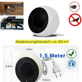 ByBATUL Ultraschall-Marderschutz mit Stecker, 60m² Abwehr gegen Marder und Nagetiere, Sicher für Scheune, Dachboden, Garagen, Lager, Keller, Whonmobile, Werkstat