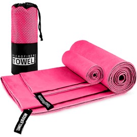 Límite-MX Toalla Deportiva Secado Rápido 2 Pack,Toallas Deportivas de Microfibra,Toalla Microfibra Secado Rápido para Deporte, Baño,Yoga Pilates con Bolsa,Natación,Camping, Etc(Rosa)