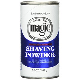 Razorless Shaving for Men by SoftSheen-Carson Magic Regular Strength Shaving Powder, For Normal Beards, Formulated for Black Men, Depilatory, Helps Stop Razor Bumps, 5 oz