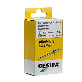 Gesipa Mini-Pack PolyGrip Aluminium/Nirosta 3.2 x 8 mm, 1 Piece, (1464835) Stainless Steel Blind Rivets, Silver, Set of 100