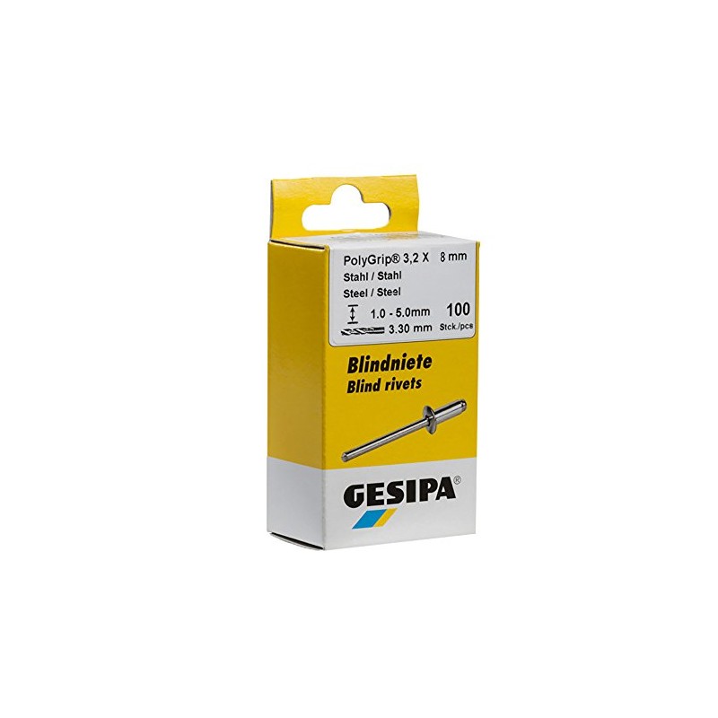 Gesipa Mini-Pack PolyGrip Aluminium/Nirosta 3.2 x 8 mm, 1 Piece,