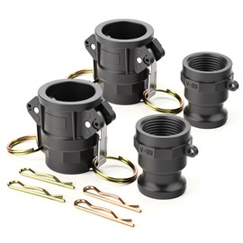 GASHER 1" Camlock Fittings Type A & D Polypropylene Cam and Groove Hose Fitting Kit with 1" Female x Male Camlock x 1" Hose Barb (4Pack)