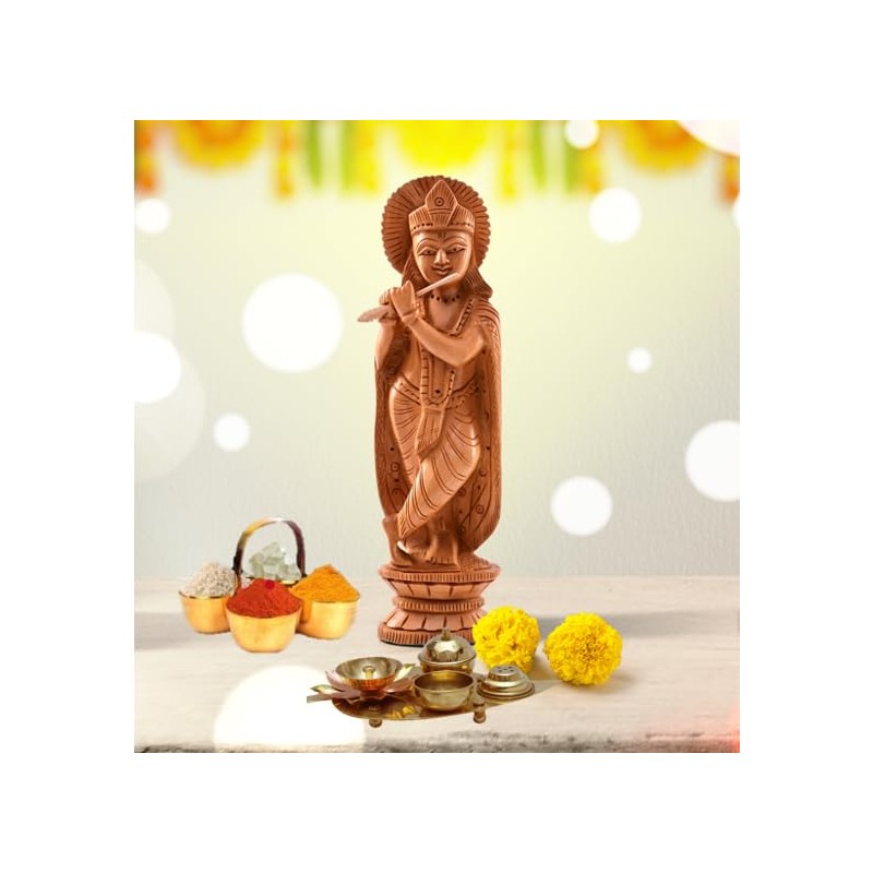 Brass Leaf Shape Platter Plate with Attached Diya Agarbatti Holder