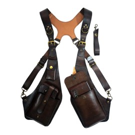 LOVIVER Vintage Style Shoulder Harness Bag Adjustable Strap Steampunk Case for Sports Bike, Style A Drak Brown