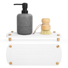 Gephaeon 2PCS Quick Drying Kitchen Sink Caddy, Water Absorbing Kitchen Sponge Holder, Diatomite Stone Dying Tray for Bathroom Stainless Steel Feet with Non Slip Pad
