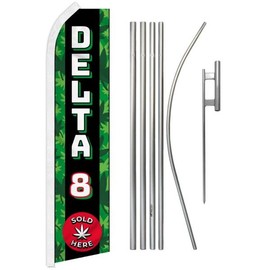 Delta 8 Swooper Feather Advertising Flag & Pole Kit - Great for Businesses, Events, Shops, Dispensaries