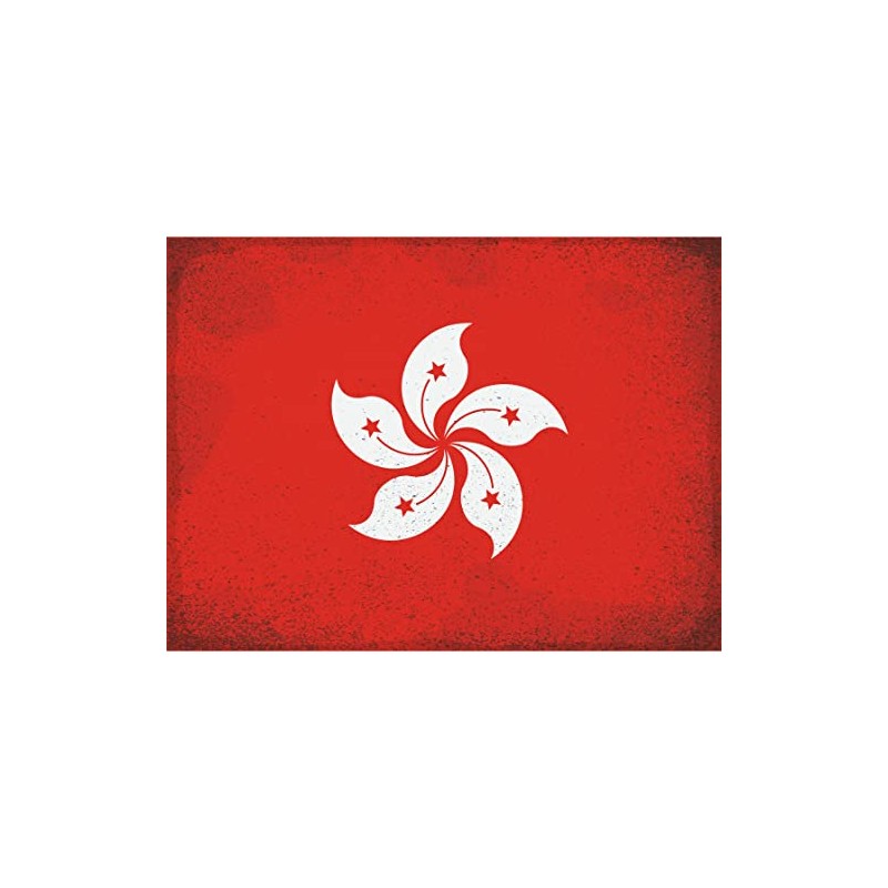 DekoNo7 Tin Sign National Flag Hong Kong Vintage 30 x