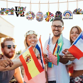 Vercraft 36 Pcs Hispanic Heritage Month Hanging Ornament Hispanic Heritage Month Decoration Spanish Office Decor Hispanic Heritage Month Door Wood Decor Fiesta Decorations for Home Party Favor