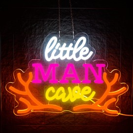 YZDFLAG Little Man Cave Neon Sign, Led Neon Lights Sign for Boys Teen Men Decor, Light Up Little Man Cave Sign for Bedroom Gamer Room Wall Decor