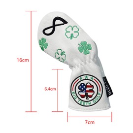 Big Teeth (ビッグティース) Golf Iron Cover Head Cover Set 11-Piece (4-9, P, A, S, L, X) Number Embroidery Long Neck Elastic Closure Clover Embroidery Synthetic Leather White