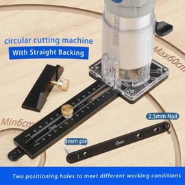 Wood Circular Cutting Jig 8mm Pin Circle Cutter Trimming Guide for Woodworking Circular Cuts